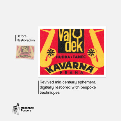 Text Czechoslovakia Mid-Century Matchbox Label - vintage matchbox label print - framed wall art preview