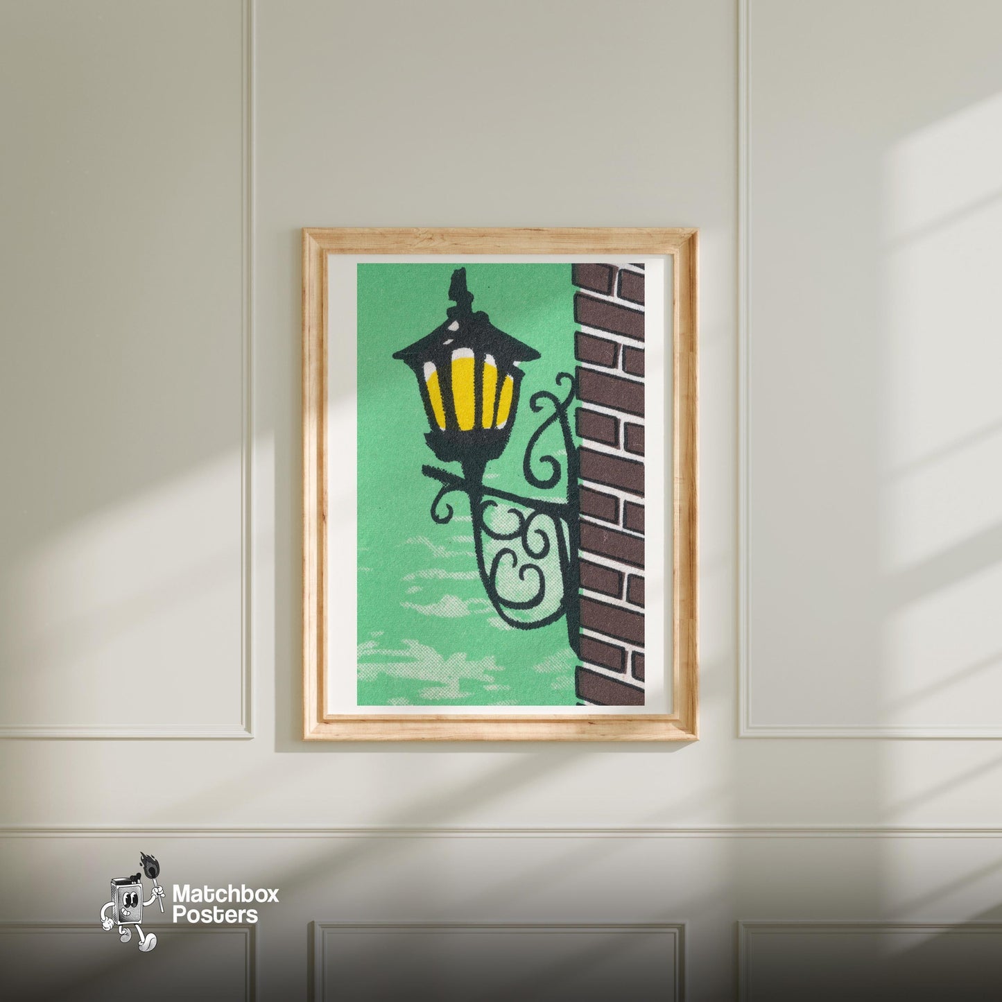 Street Light - vintage matchbox label print - bedroom mockup