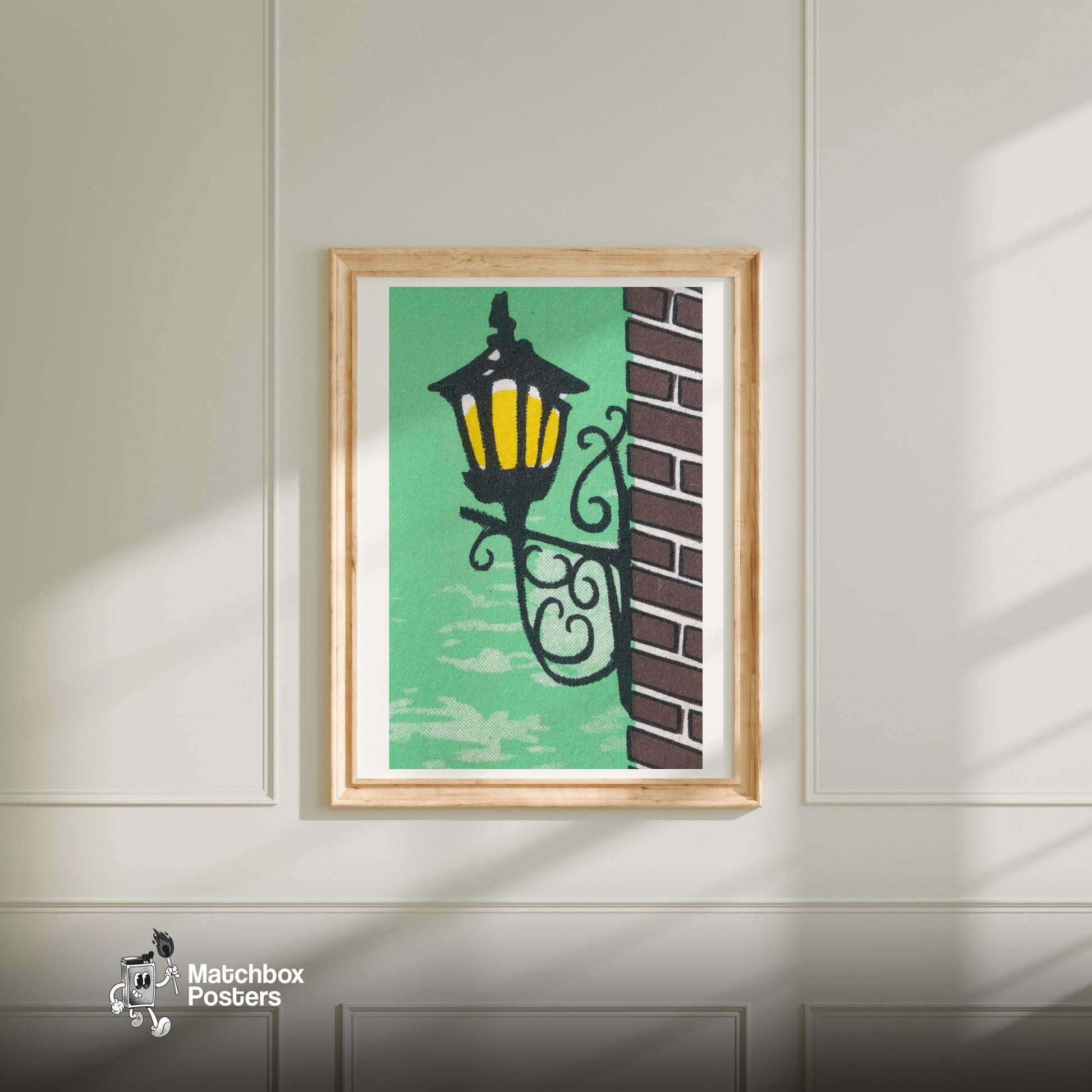 Street Light - vintage matchbox label print - bedroom mockup