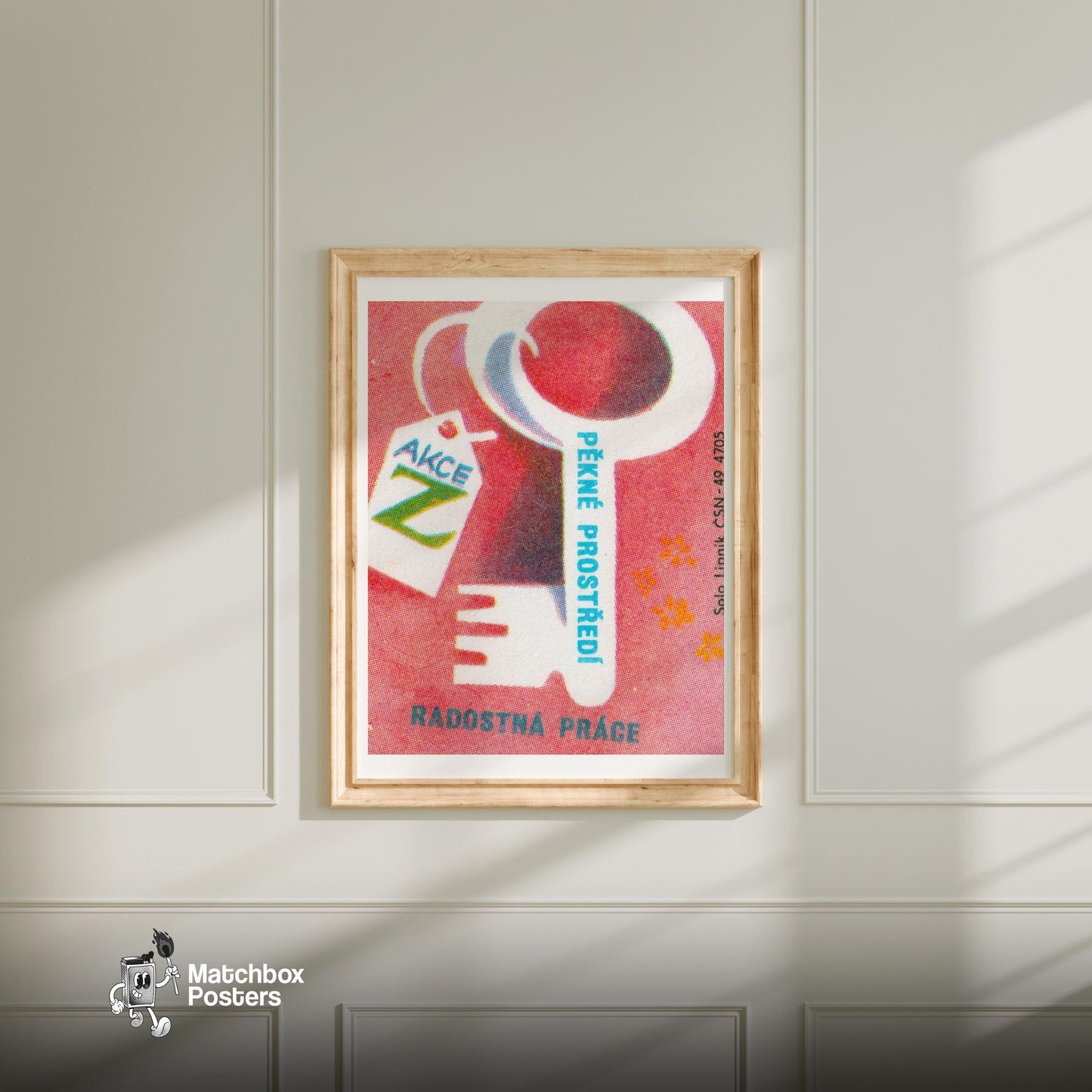 Clean Environment is Key - vintage matchbox label print - bedroom mockup