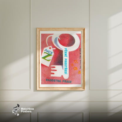 Clean Environment is Key - vintage matchbox label print - bedroom mockup