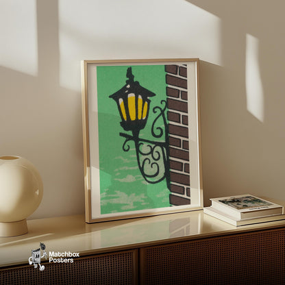 Street Light - vintage matchbox label print - size comparison