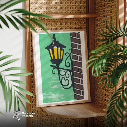 Street Light - vintage matchbox label print - office wall