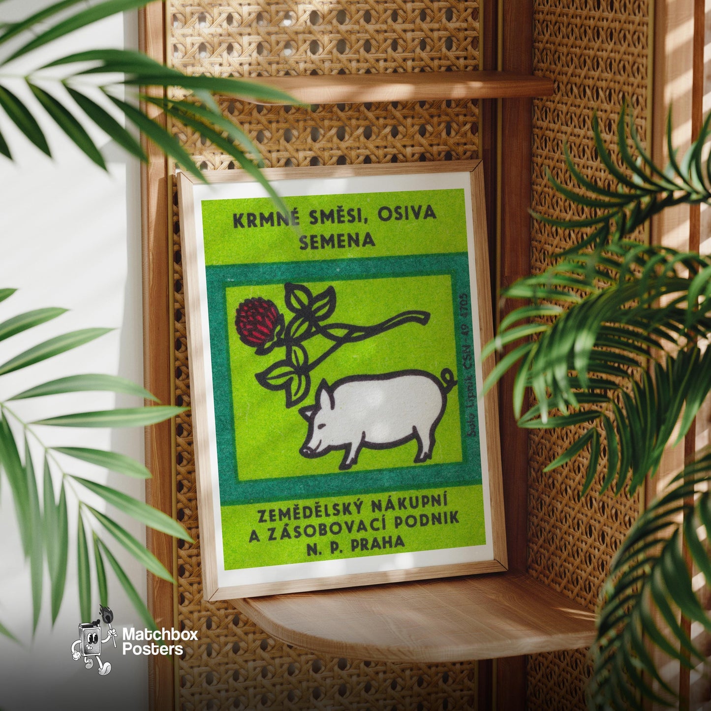 Animal Feed Mixtures - vintage matchbox label print - office wall