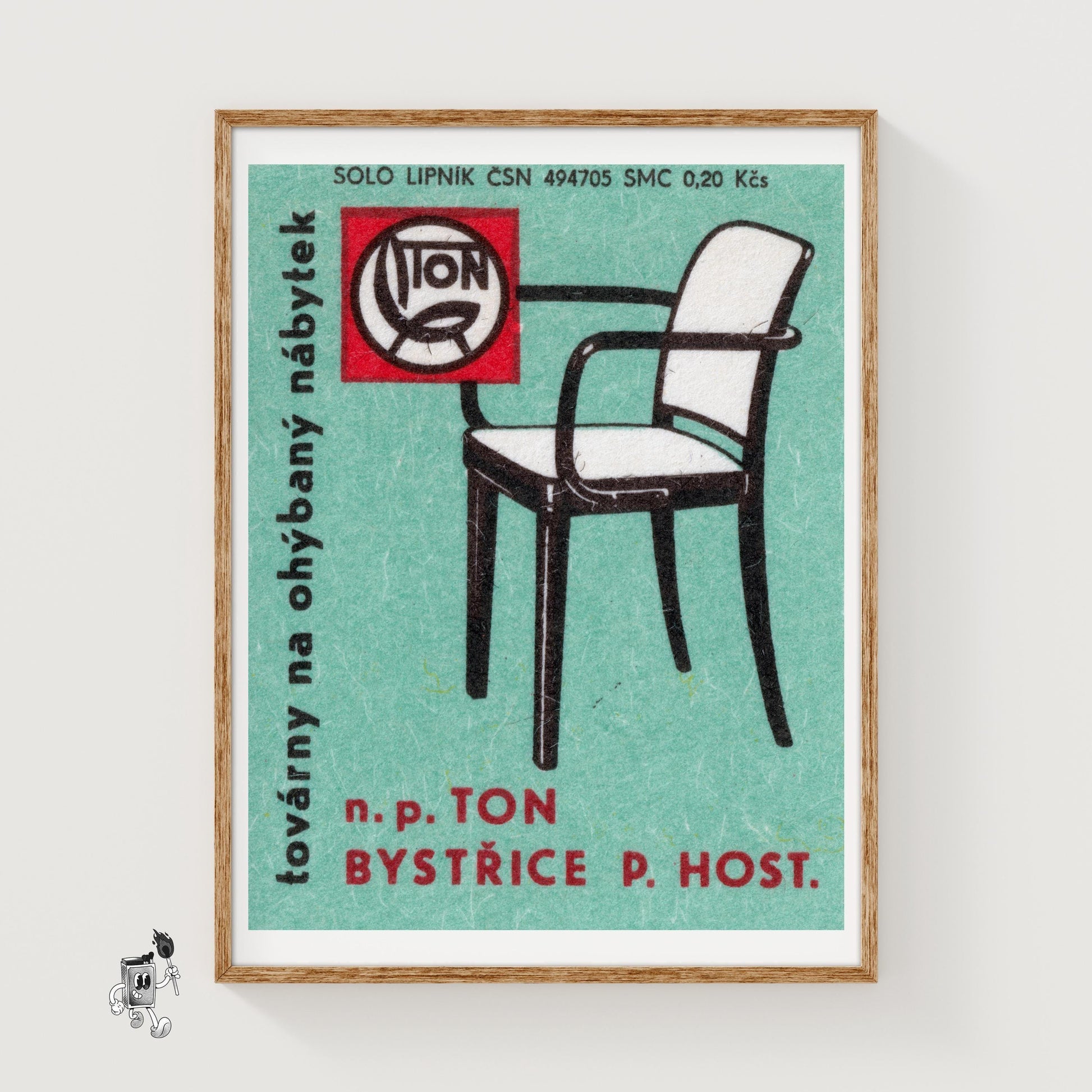 Modern Black Chair - vintage matchbox label print