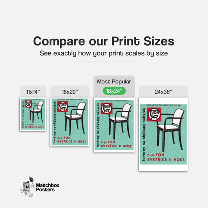 Modern Black Chair - vintage matchbox label print - gallery wall preview