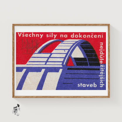 Purple Bridge - vintage matchbox label print