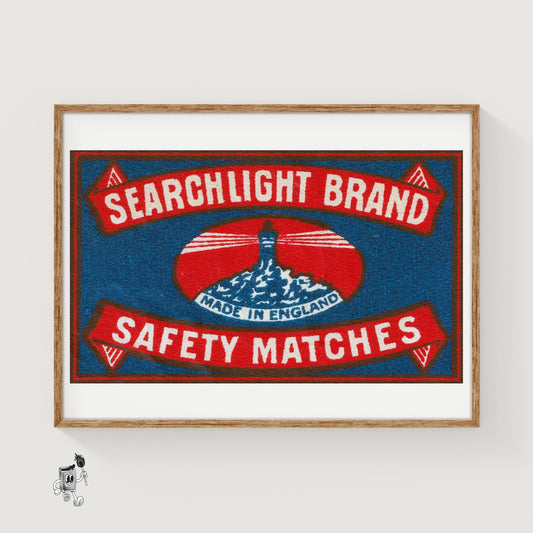 Lighthouse - vintage matchbox label print