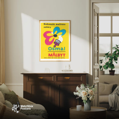 Paint Company Advert - vintage matchbox label print - living room mockup