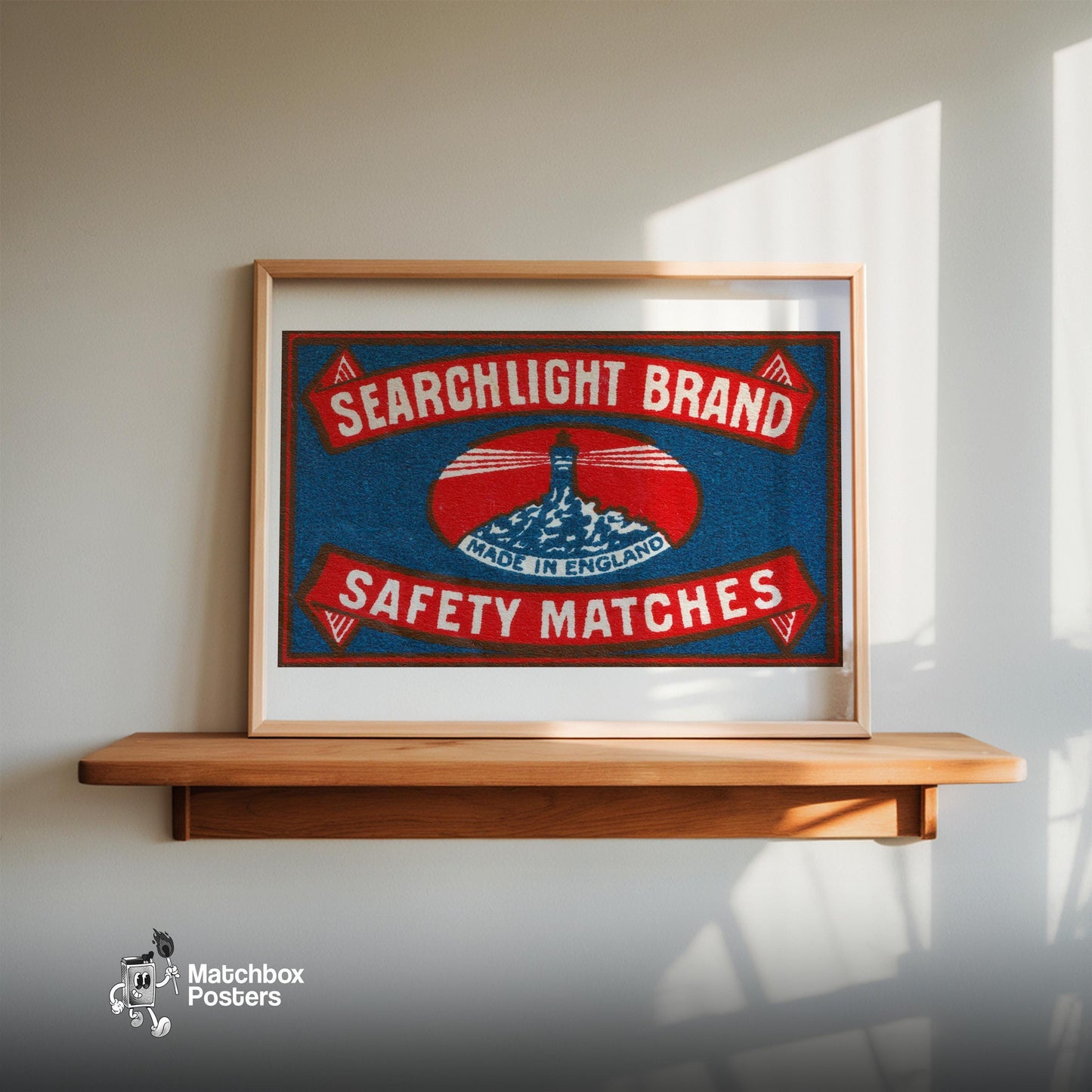 Lighthouse - vintage matchbox label print - size comparison