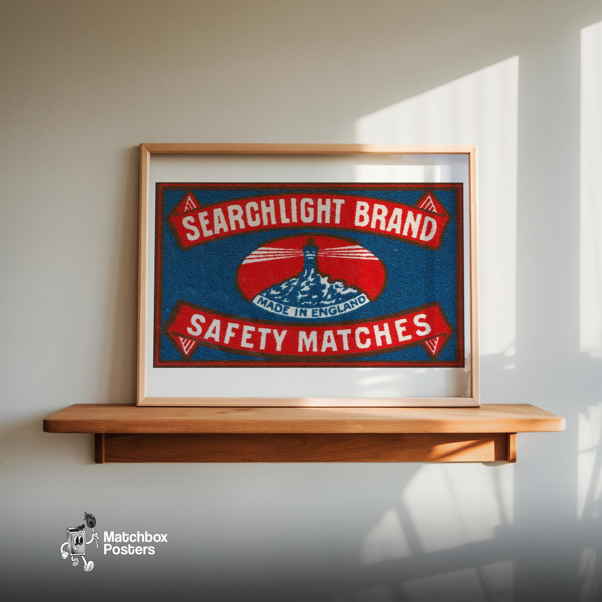 Lighthouse - vintage matchbox label print - size comparison