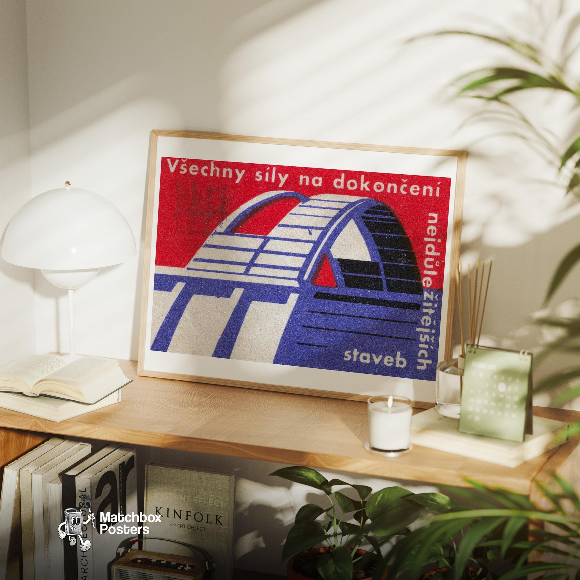 Purple Bridge - vintage matchbox label print - office wall