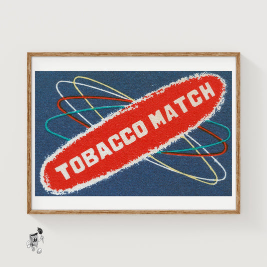 Atomic Tobacco Match - vintage matchbox label print