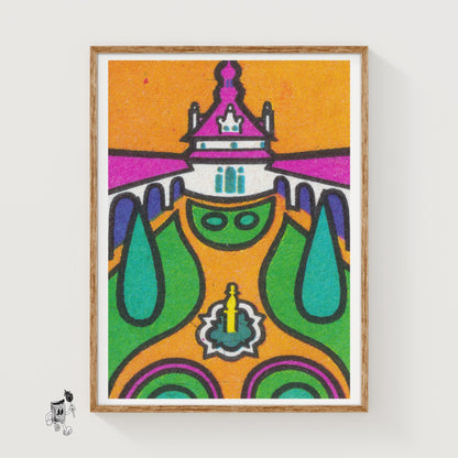Dome Building - vintage matchbox label print