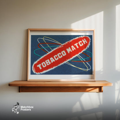 Atomic Tobacco Match - vintage matchbox label print - size comparison