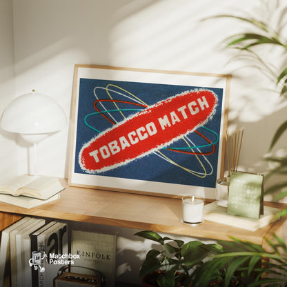 Atomic Tobacco Match - vintage matchbox label print - office wall