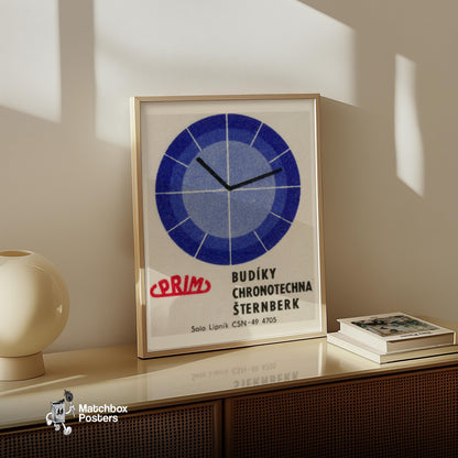 Alarm Clock - vintage matchbox label print - size comparison