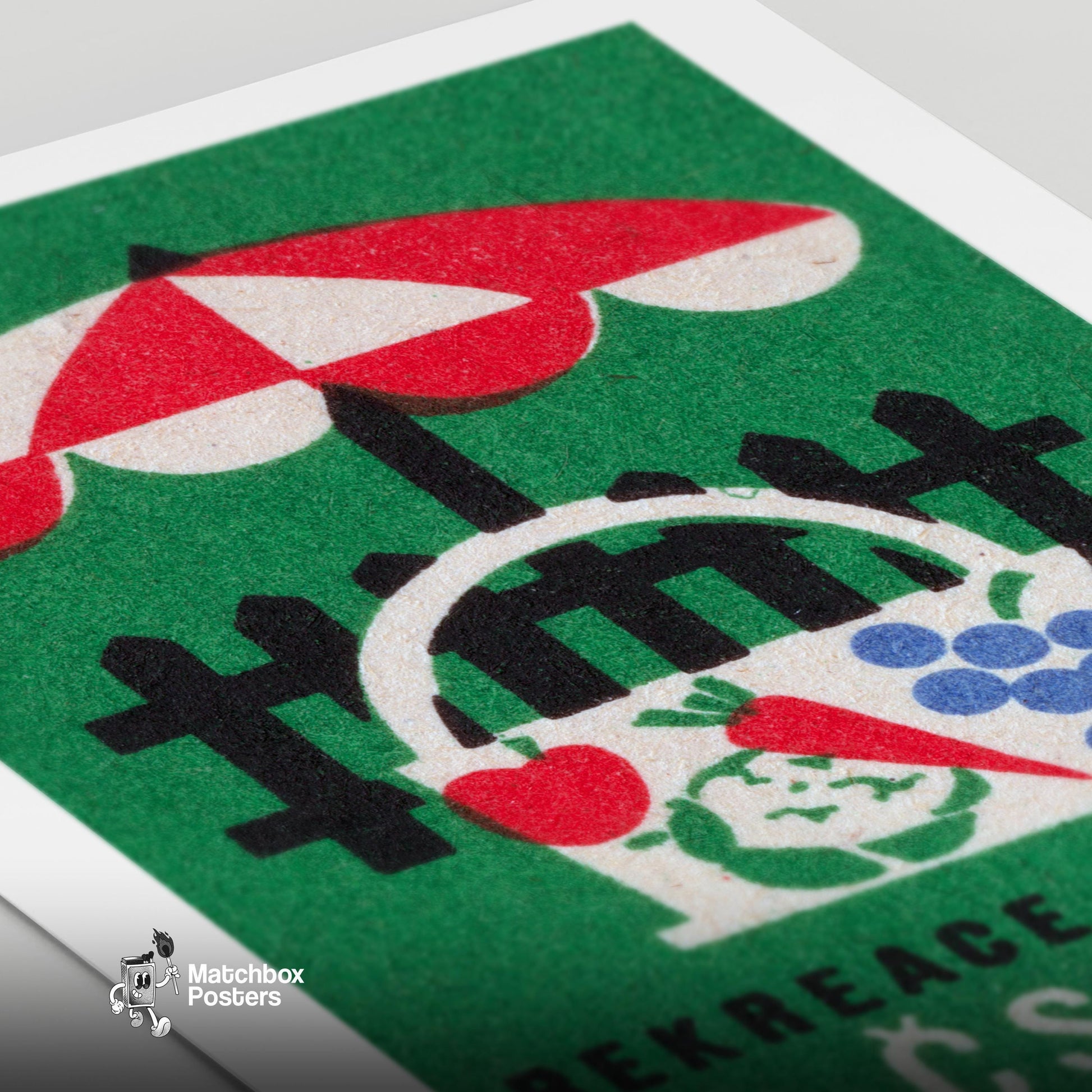 Picnic Basket - vintage matchbox label print - close-up detail
