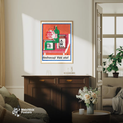 They Enrich Your Table - vintage matchbox label print - living room mockup