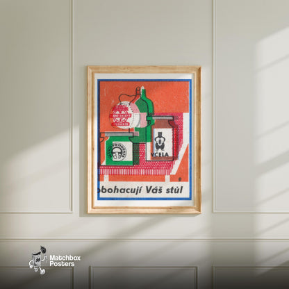 They Enrich Your Table - vintage matchbox label print - bedroom mockup