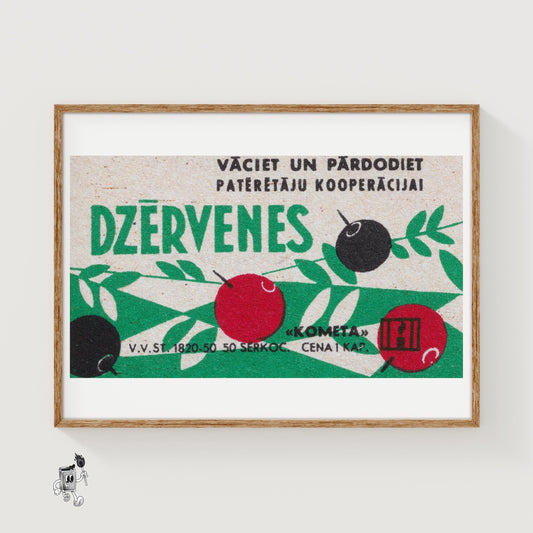 Cranberries - vintage matchbox label print
