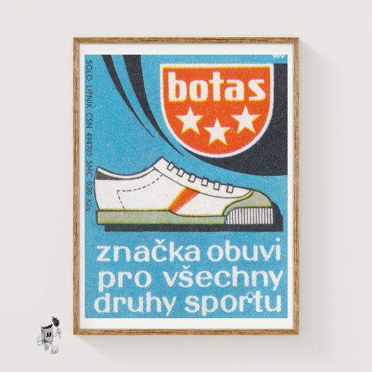 Shoes for All Sports - vintage matchbox label print