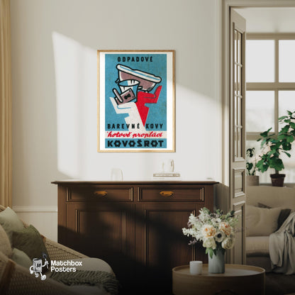 Recycle Metals! - vintage matchbox label print - living room mockup