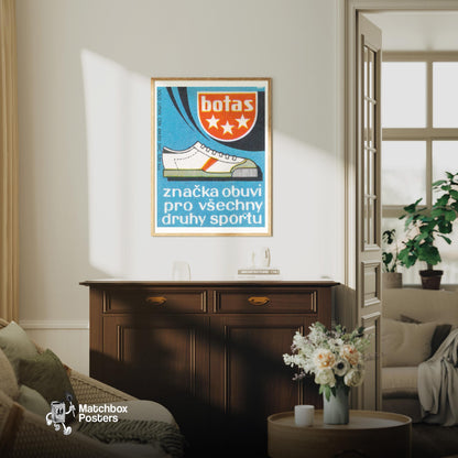 Shoes for All Sports - vintage matchbox label print - living room mockup