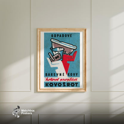 Recycle Metals! - vintage matchbox label print - bedroom mockup
