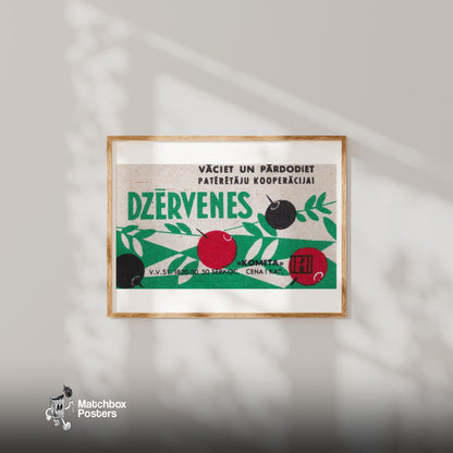 Cranberries - vintage matchbox label print - bedroom mockup