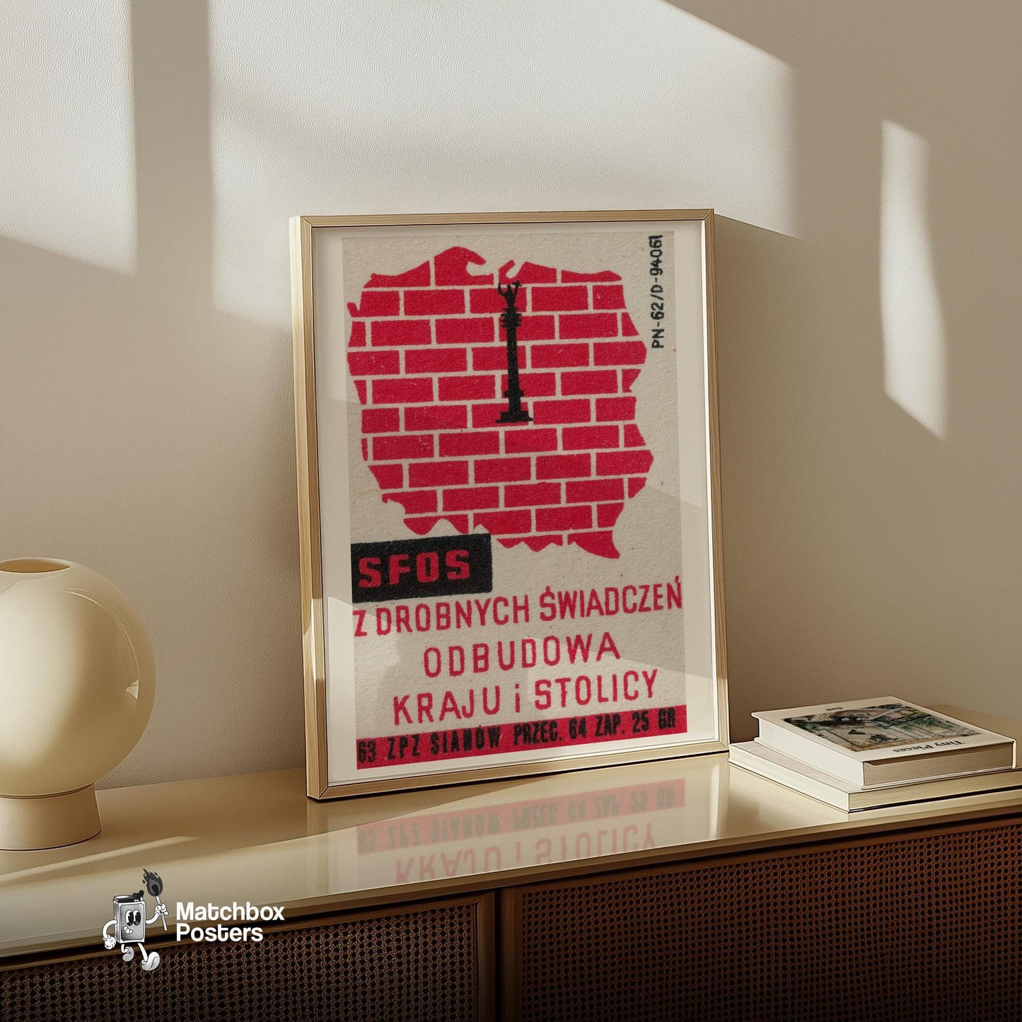Rebuild The Country - vintage matchbox label print - size comparison