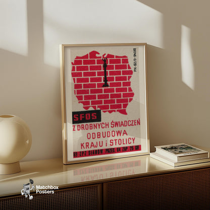 Rebuild The Country - vintage matchbox label print - size comparison