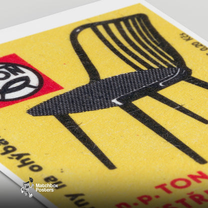 BLack Chair - vintage matchbox label print - close-up detail