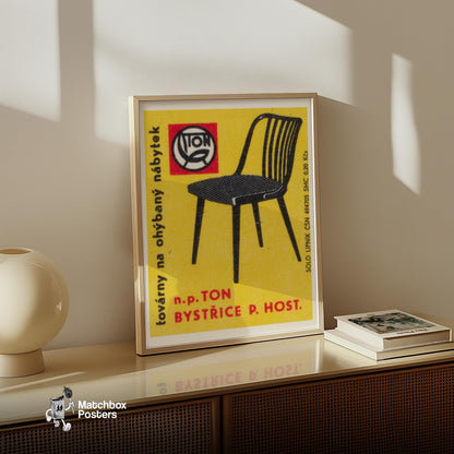 BLack Chair - vintage matchbox label print - size comparison