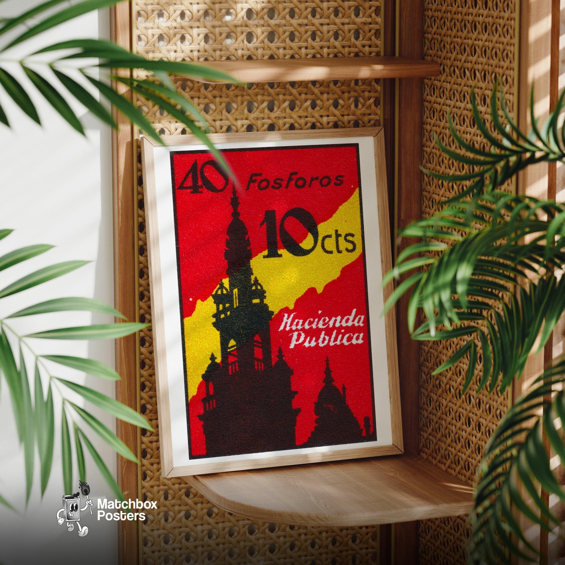 Bell Tower - vintage matchbox label print - office wall