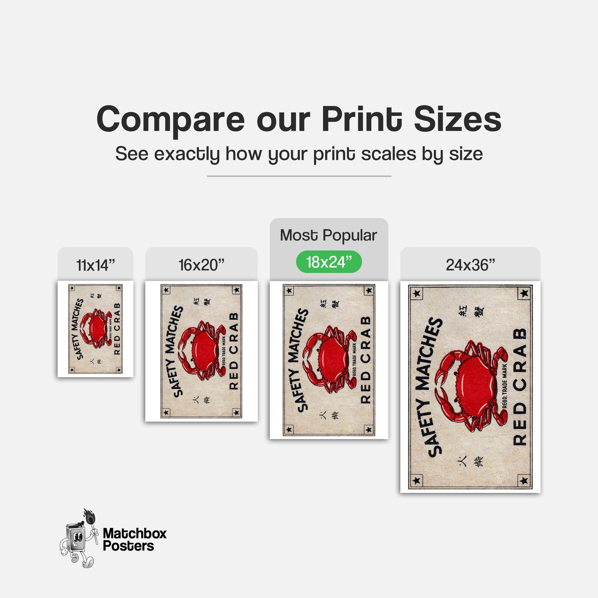 Red Crab - vintage matchbox label print - gallery wall preview