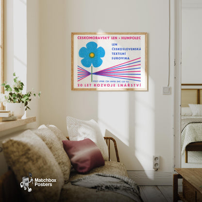 Floral - vintage matchbox label print - living room mockup