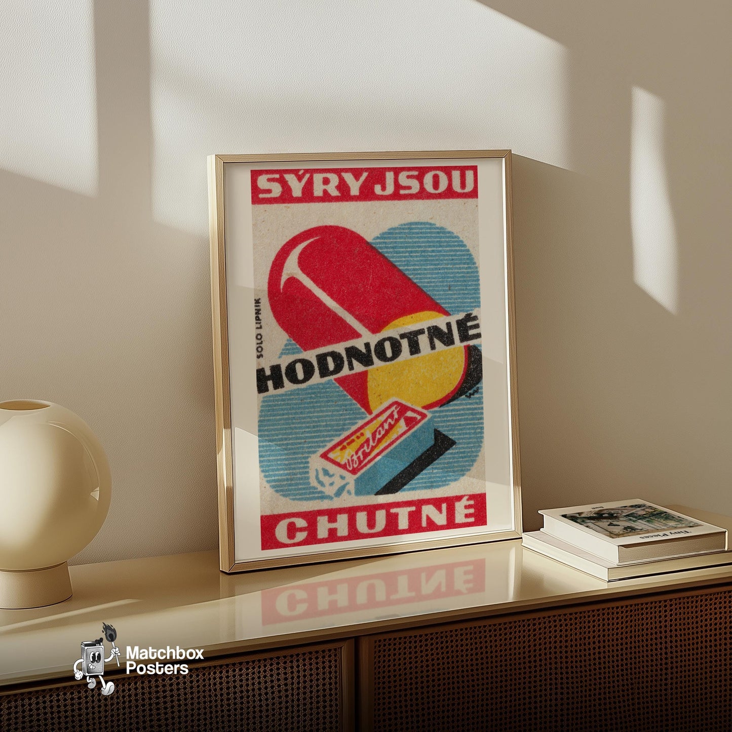 Cheese - vintage matchbox label print - size comparison