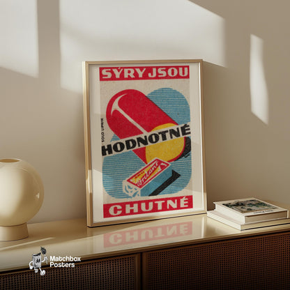 Cheese - vintage matchbox label print - size comparison
