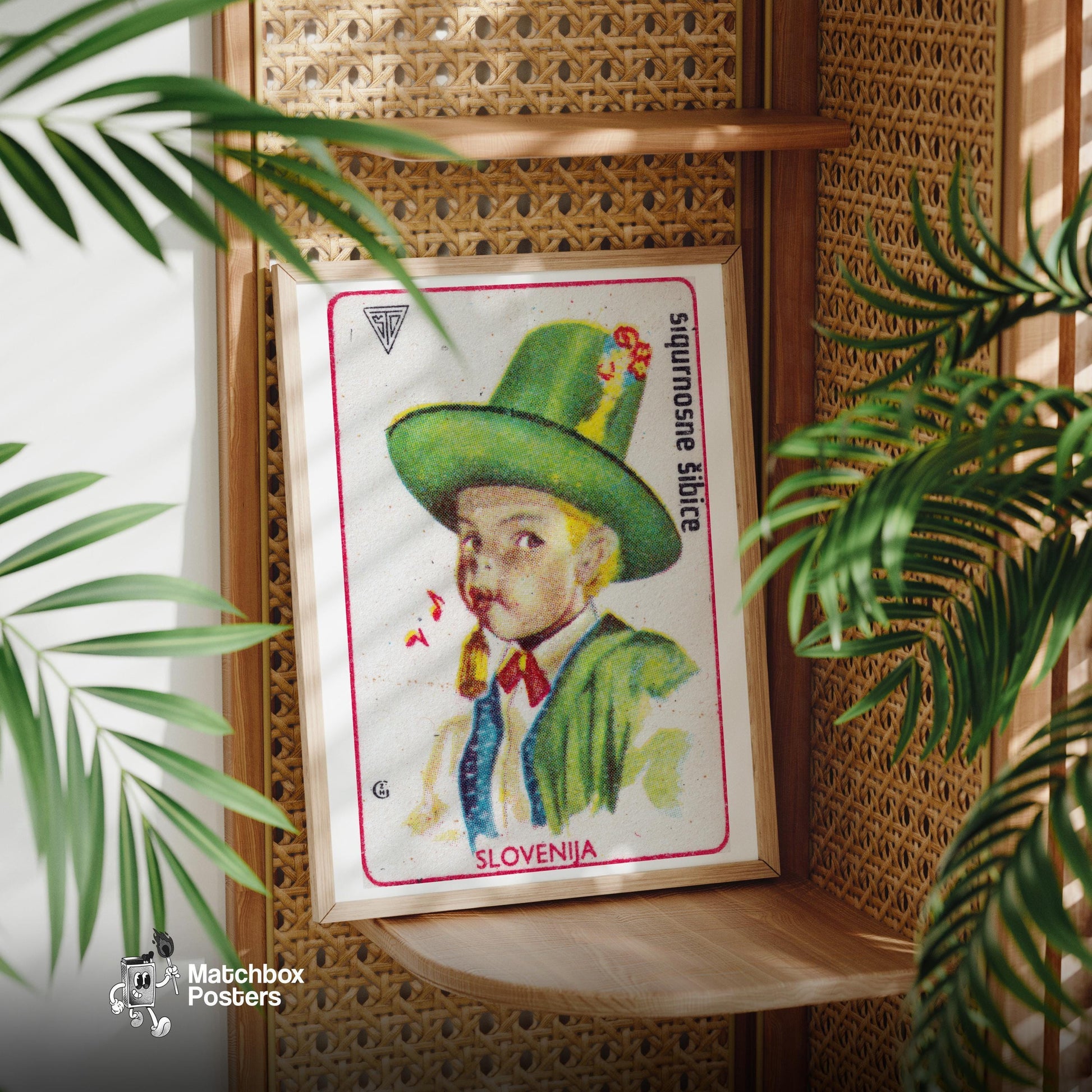 Slovenian Boy - vintage matchbox label print - office wall