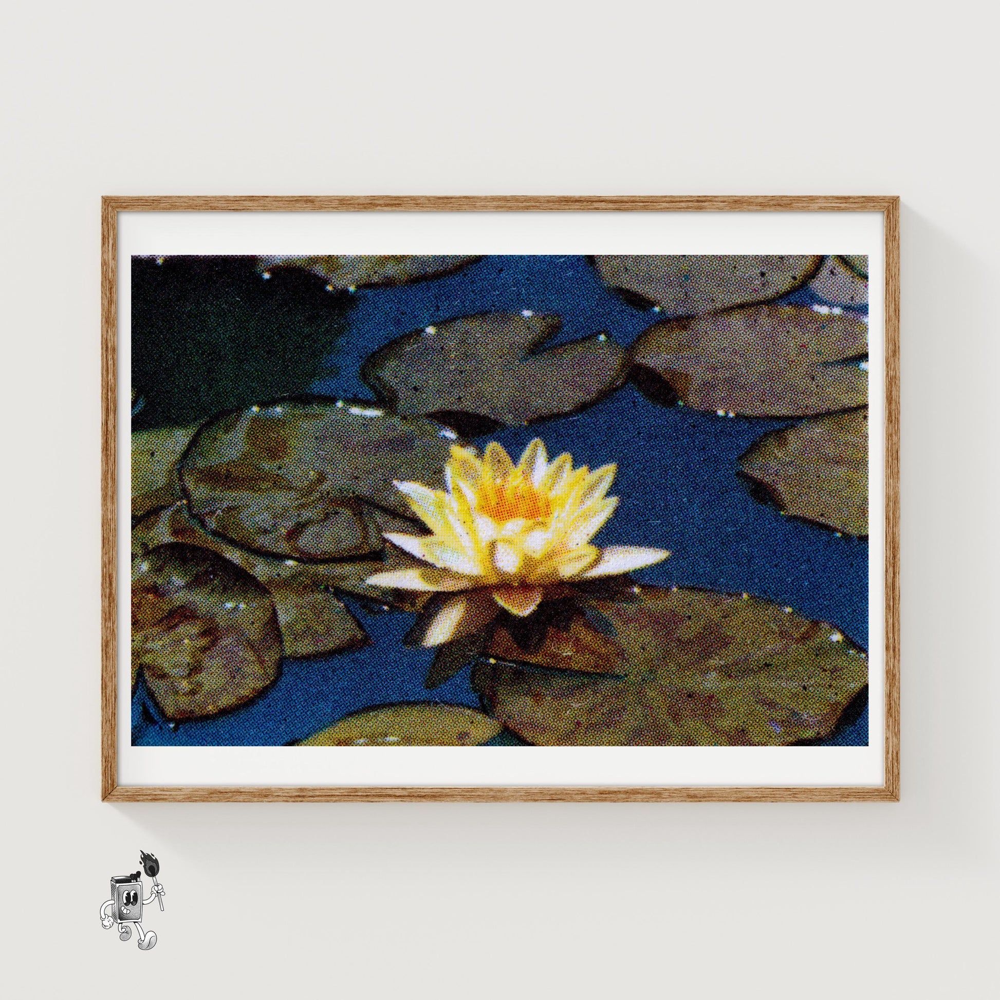Yellow Water Lily - vintage matchbox label print