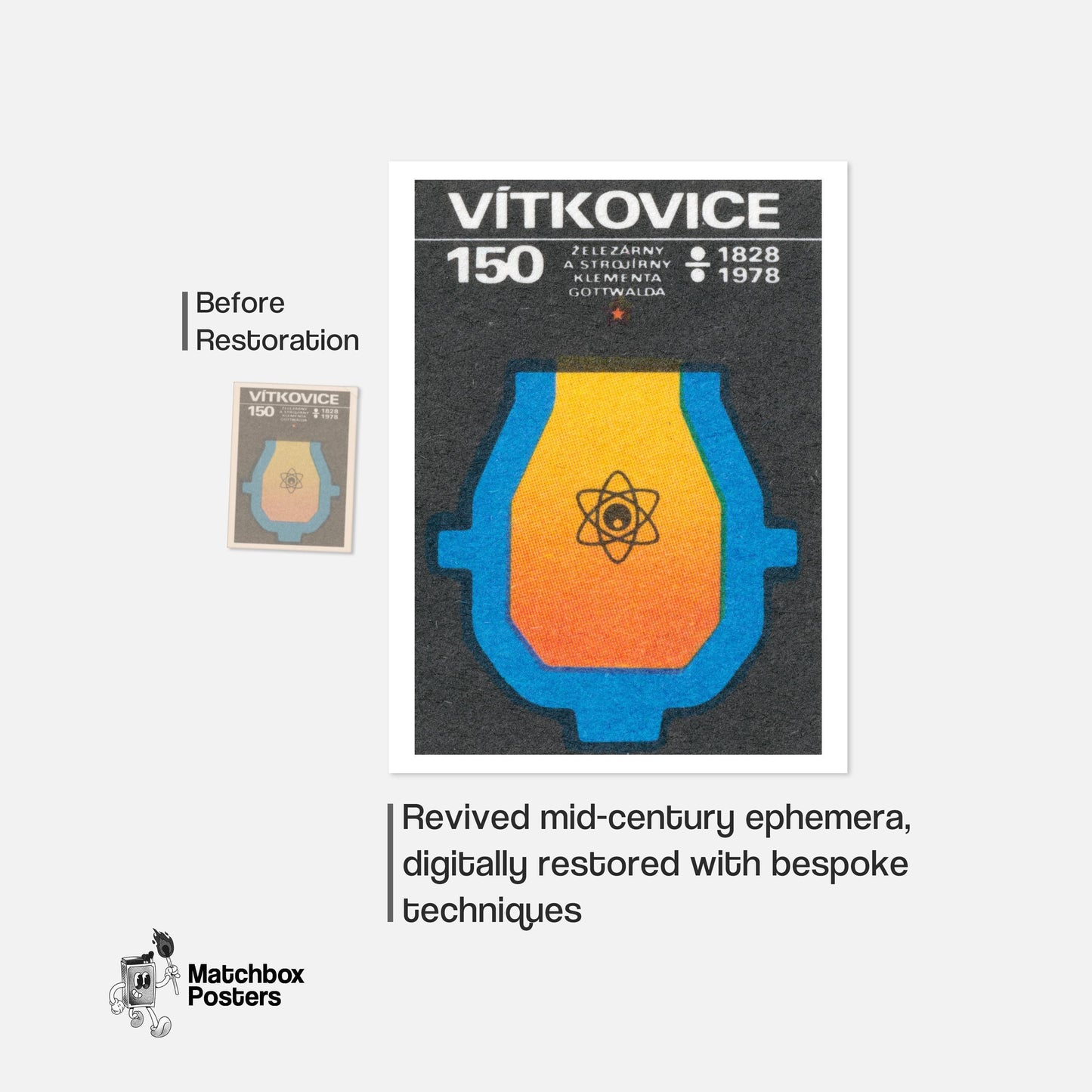 Metal Sciences - vintage matchbox label print - framed wall art preview