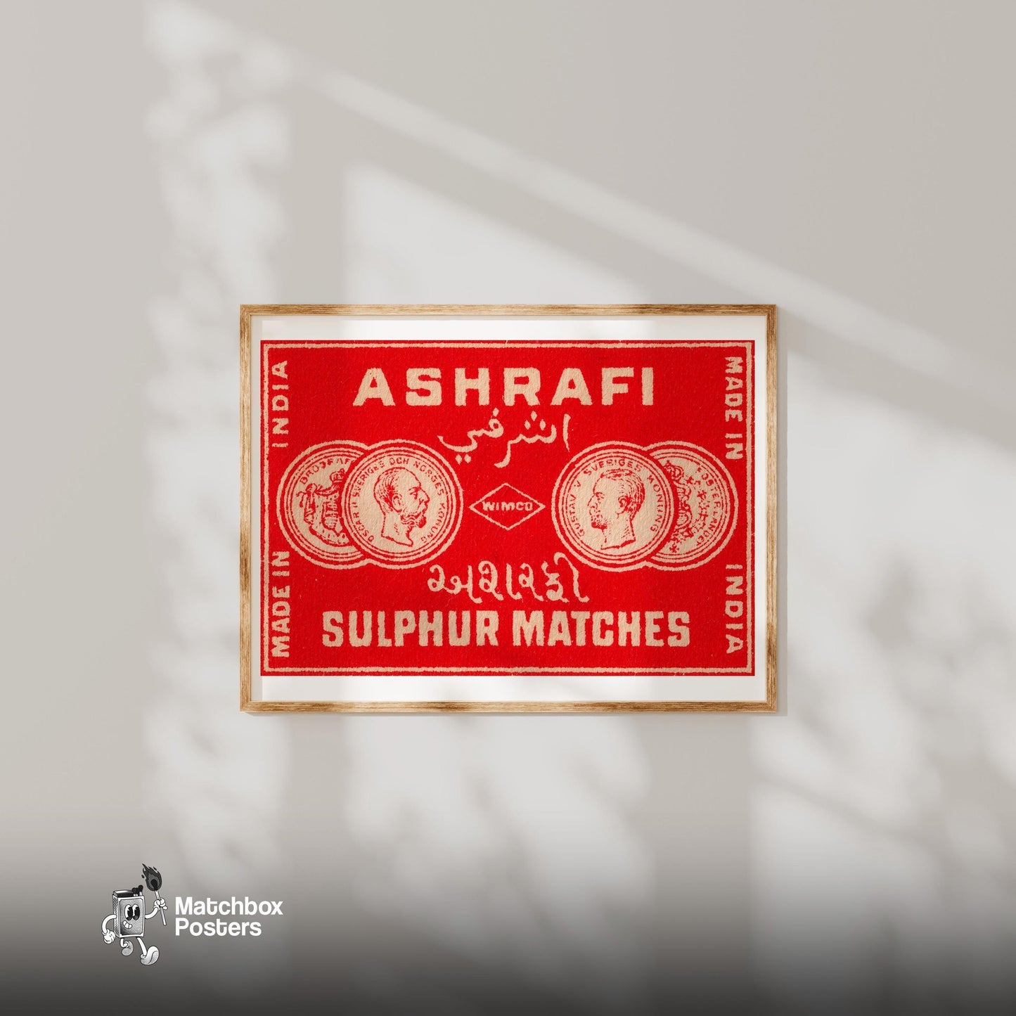 Matchbox Label India 1920s-30s Matchbox Label - vintage matchbox label print - bedroom mockup