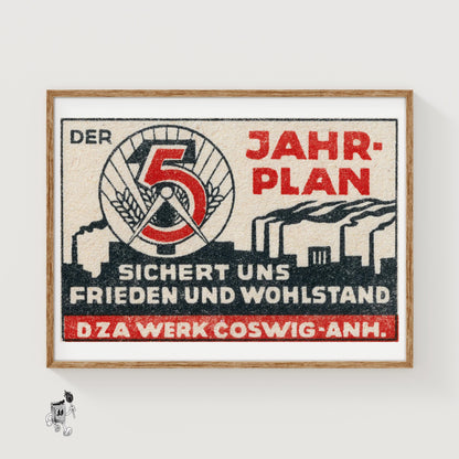 5 Year Plan - vintage matchbox label print