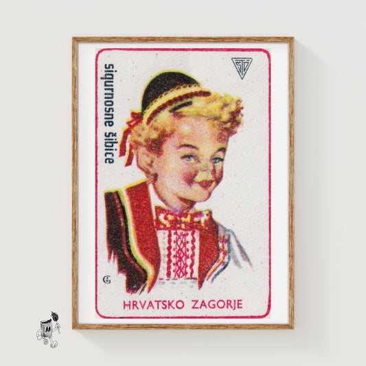Croatian Boy - vintage matchbox label print