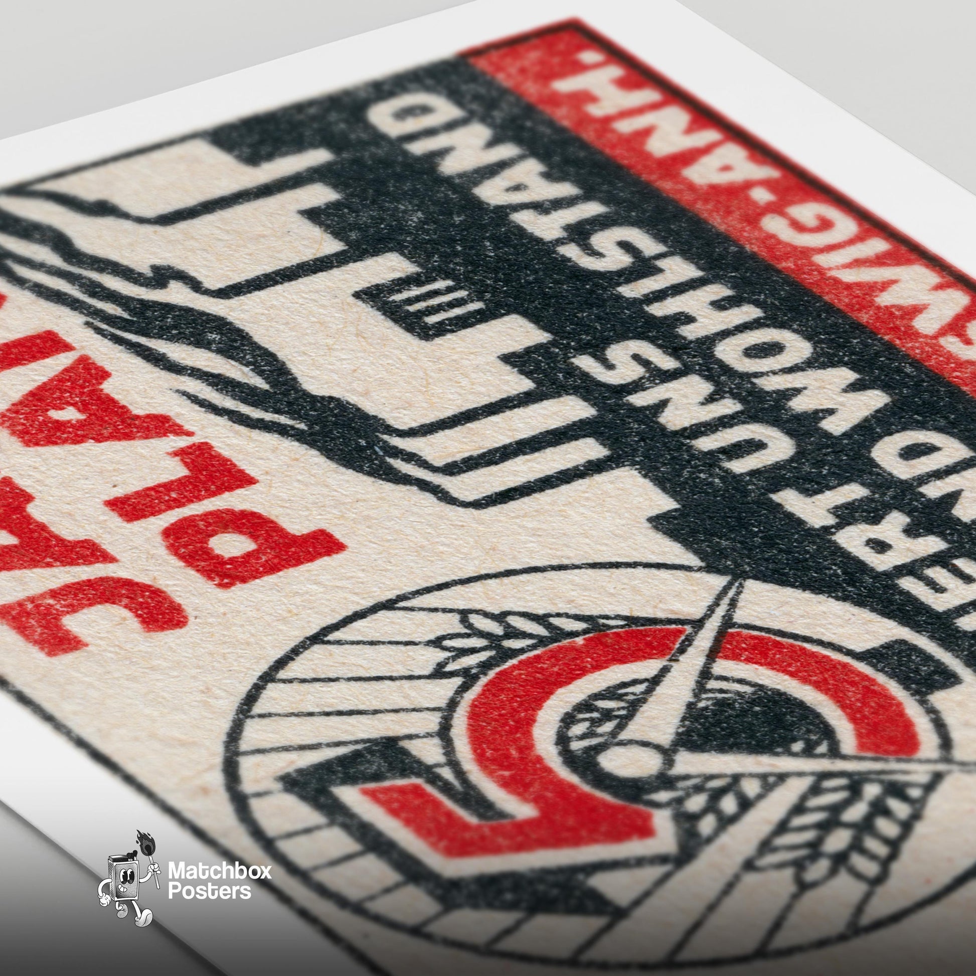 5 Year Plan - vintage matchbox label print - close-up detail