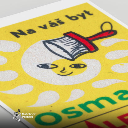 Smiling Sun - vintage matchbox label print - close-up detail