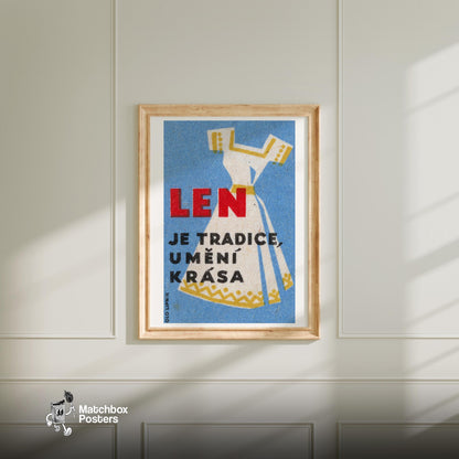 Traditional Dress Illustration - vintage matchbox label print - bedroom mockup