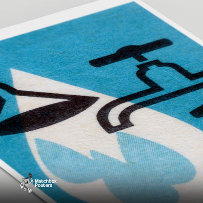 Water Taps - vintage matchbox label print - close-up detail