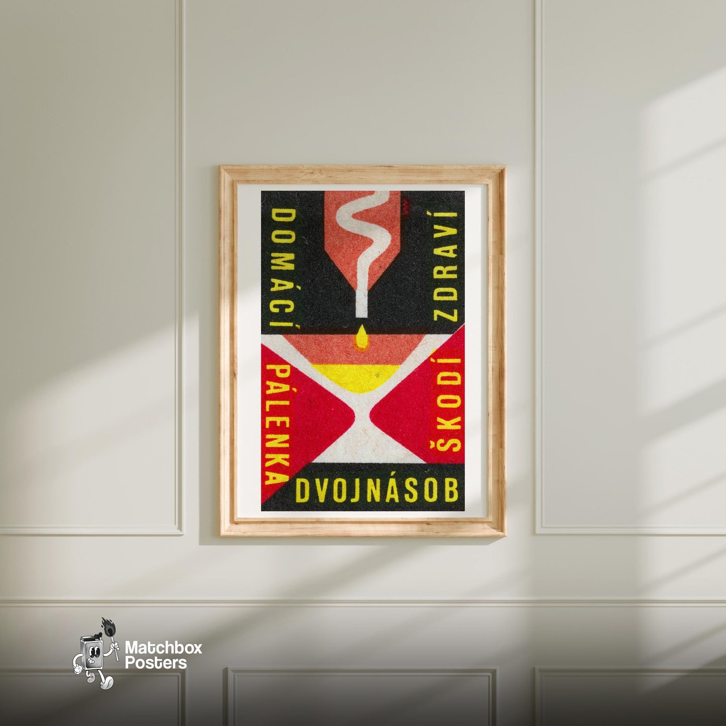 Distillation Apparatus - vintage matchbox label print - bedroom mockup